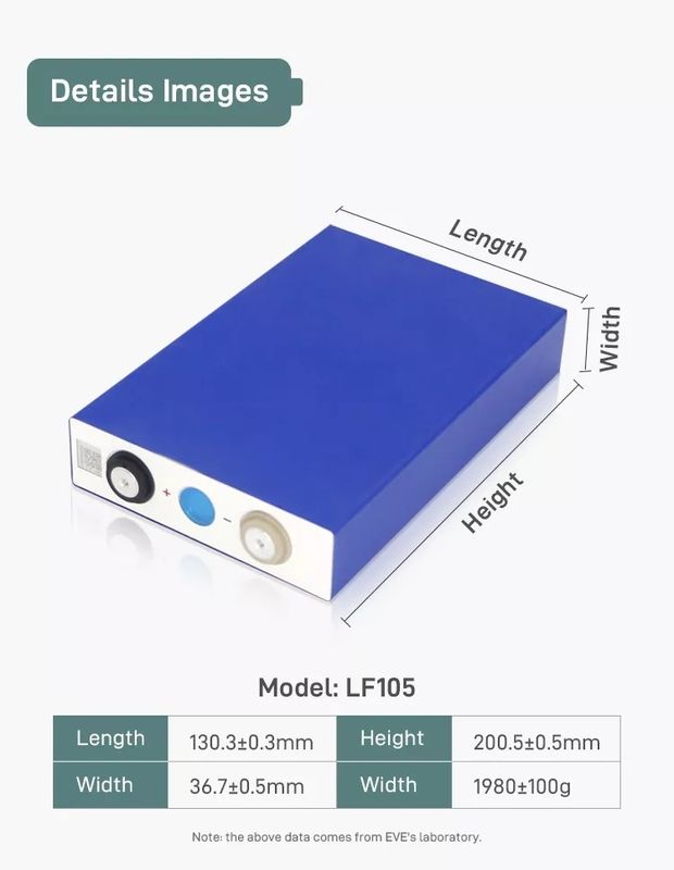 batteria ricaricabile prismatica Lifepo4 delle cellule rv di 105ah 3.2v Lfp per il motorino elettrico