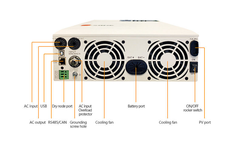 Sinusoide pura fuori sull'invertitore ibrido 48v 5kva di griglia per il sistema solare