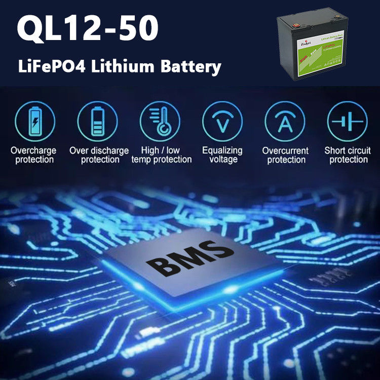 batteria al litio Bms di 12.8v 50ah costruito nel potere del grado A per l'iluminazione pubblica di rv