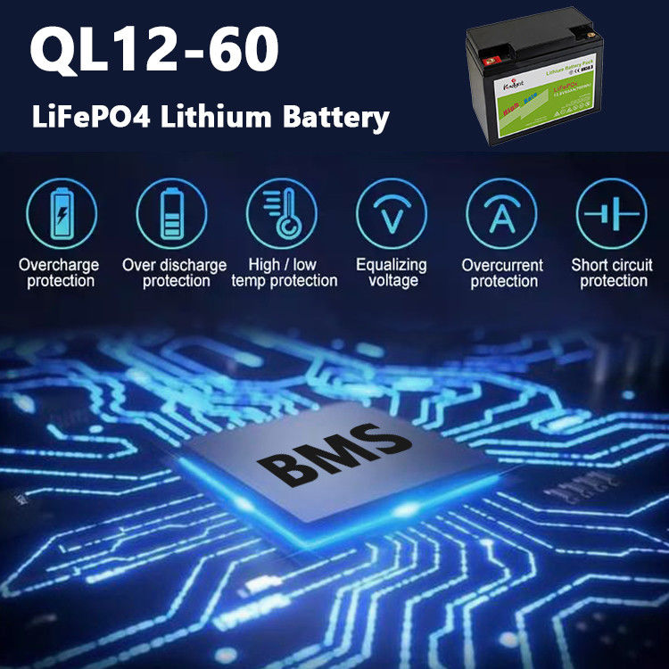 Batteria domestica del ferro del litio della pila secondaria di immagazzinamento dell'energia del sistema solare 12.8V 60Ah Lifepo4